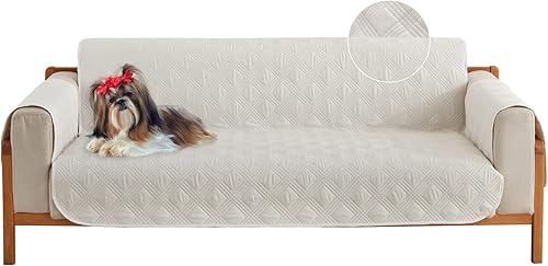 Miniatura 7 de Funda de sofá reversible para sofá de 3 cojines, lavable, protector de muebles con correas elásticas para mascotas, perros, niños (azul, sofá)