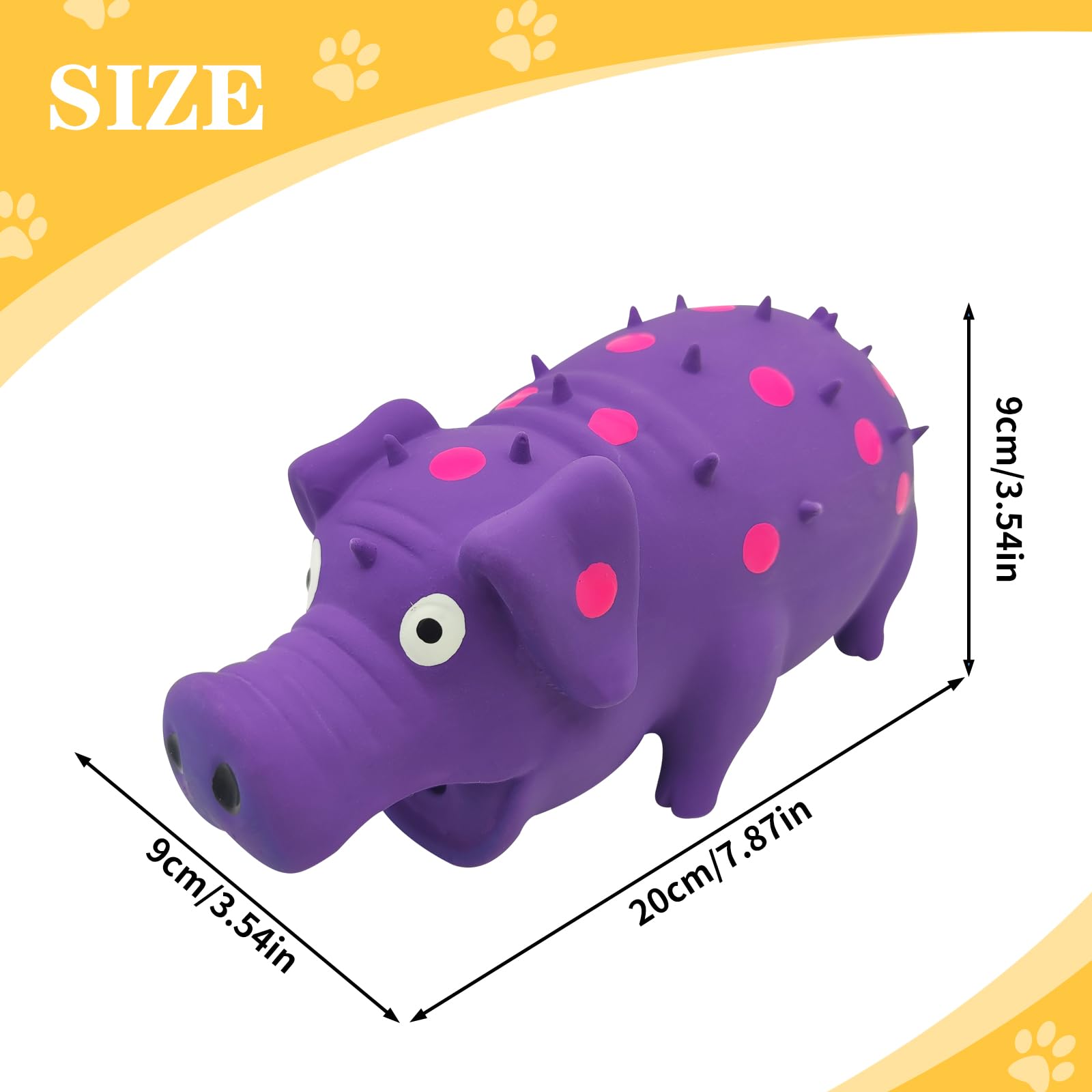 Andiker Quietschspielzeug Für Hunde – Grunzendes Schwein Aus Latex, Mit Kauspikes & Oink-Sound, 20,3 Cm