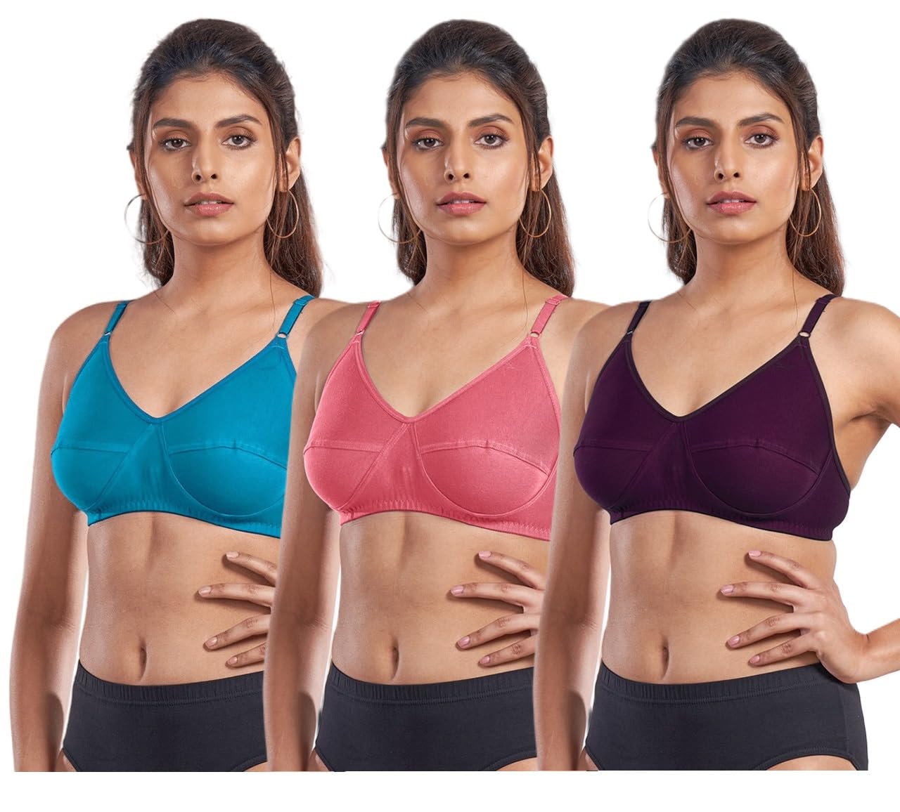 poomex Cotton Bra for Girls and Women's - (Pack of 3) (Multicolour)-picture-55
