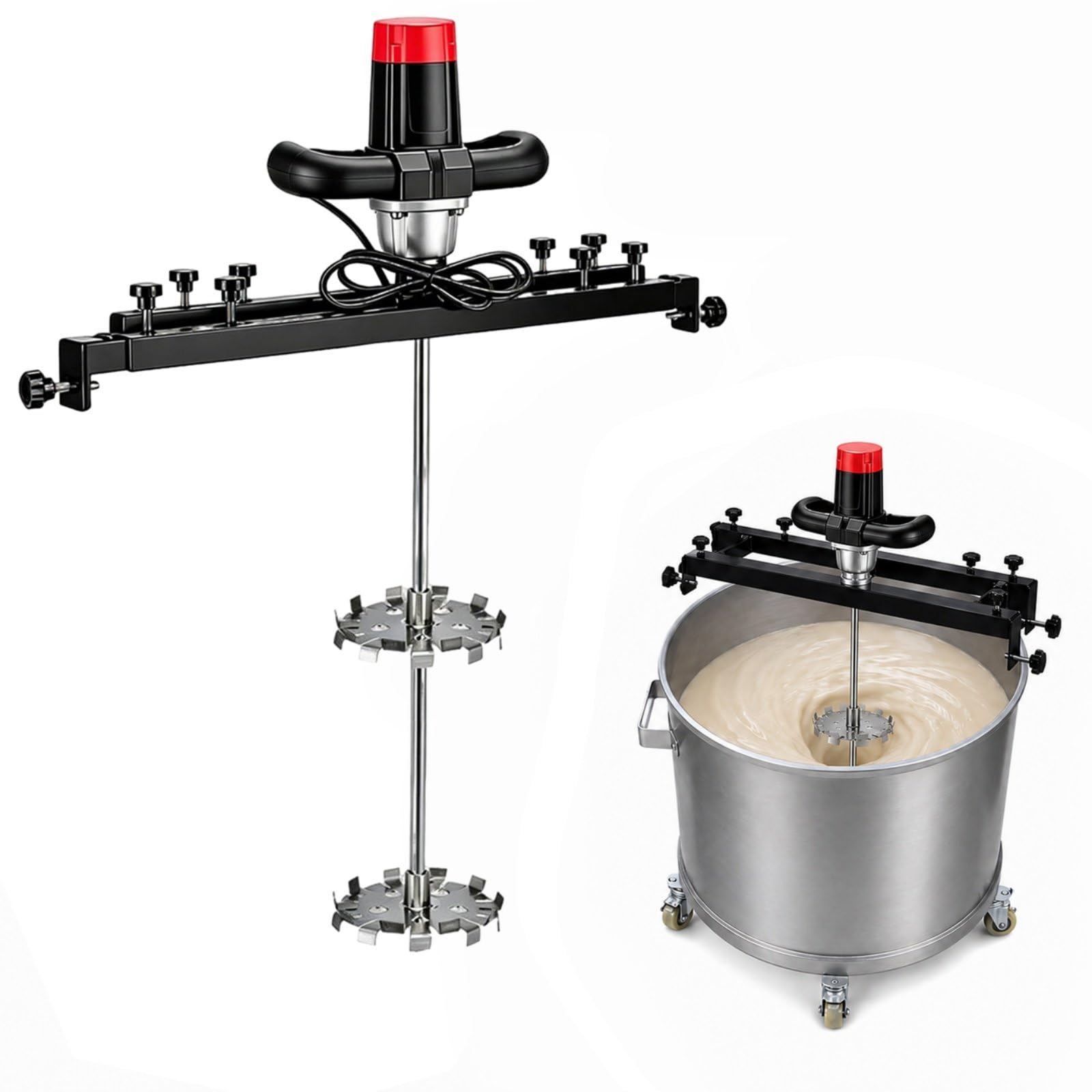 Elektryczny mikser farb do zbiorników IBC 1000 l, tacka o zmiennej prędkości obrotowej | 40 cm składane śmigło z aluminium, waga netto 12 kg dla producentów żywic, zakładów klejowych