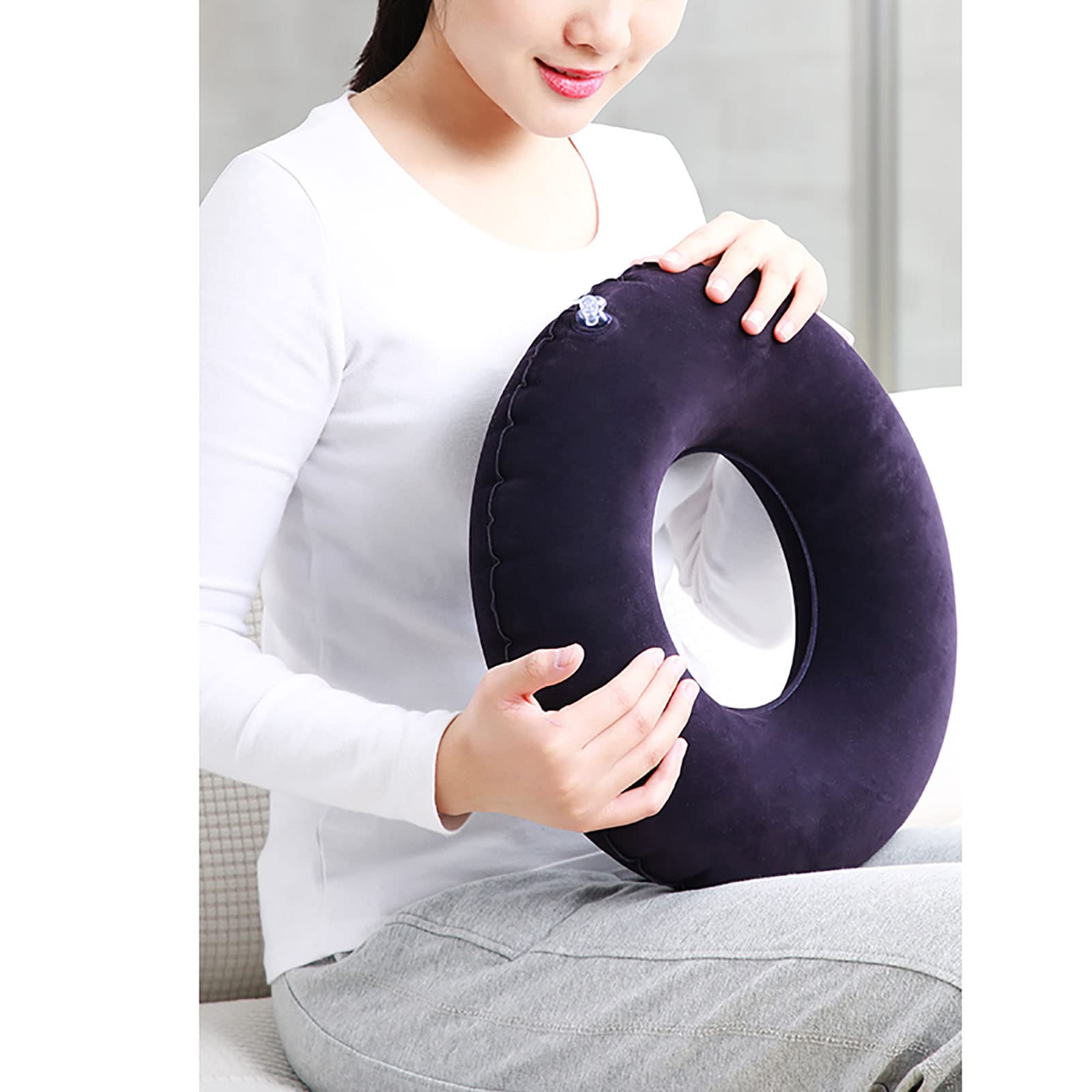 Cojín Inflable portátil antiescaras para Asiento de Aire, cojín antiescaras, cojín Inflable Grueso para Pacientes postrados en Cama, Silla de Ruedas, Oficina, Asiento de Aire para Coche, Oficina