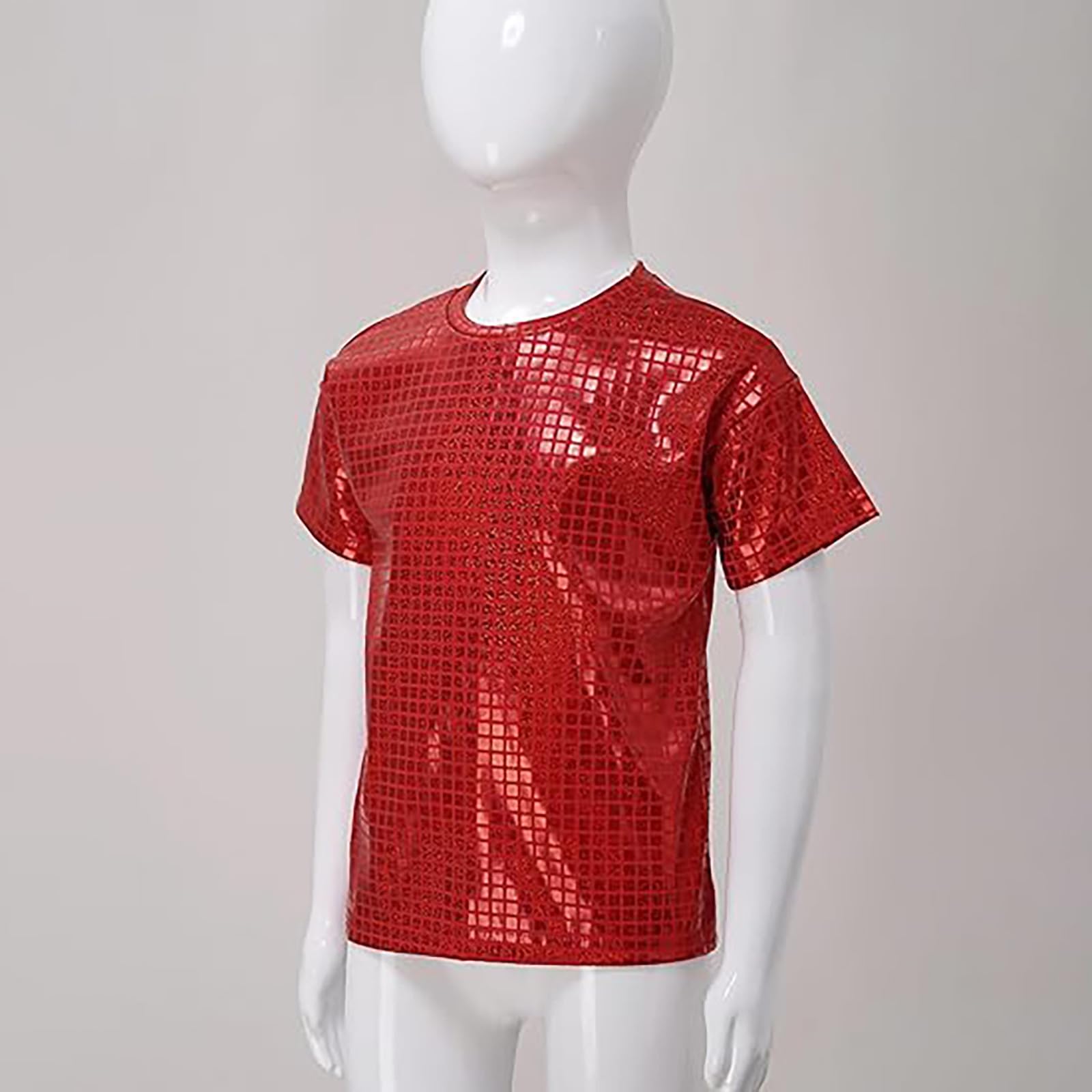 Top Lentejuelas Niñas Niños Camiseta Manga Corta Crop Top Deportivo Camiseta Brillante De Baile Latino Jazz Hiphop Disfraz Fiesta Actuación