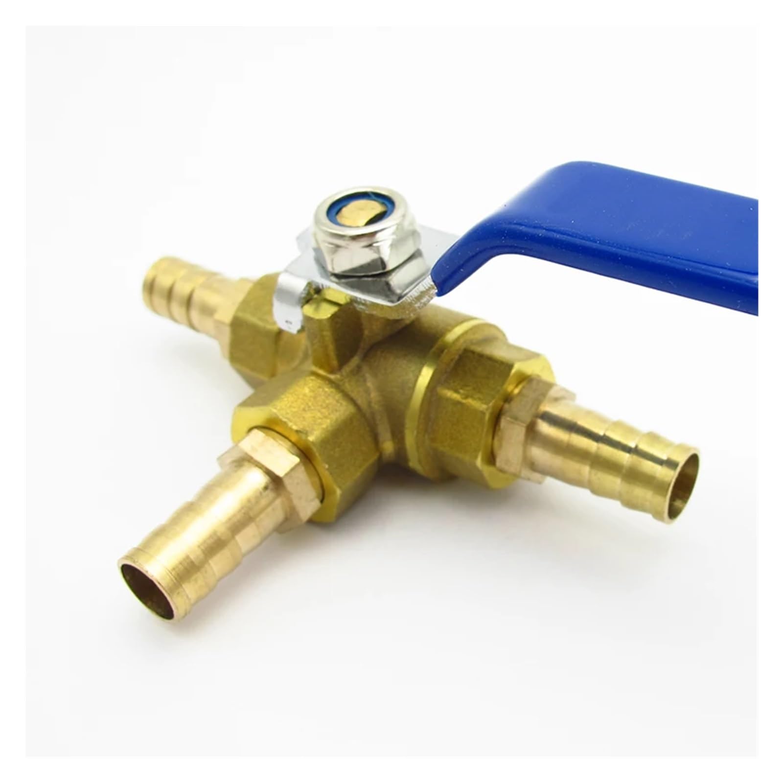 Llave De Paso Agua Conector de válvula de bola de latón de tres vías con espiga for manguera, de 6 mm, 8 mm, 10 mm, 12 mm, 14 mm, 16 mm y 19 mm, for agua, aceite, aire y gas.(19mm OD)