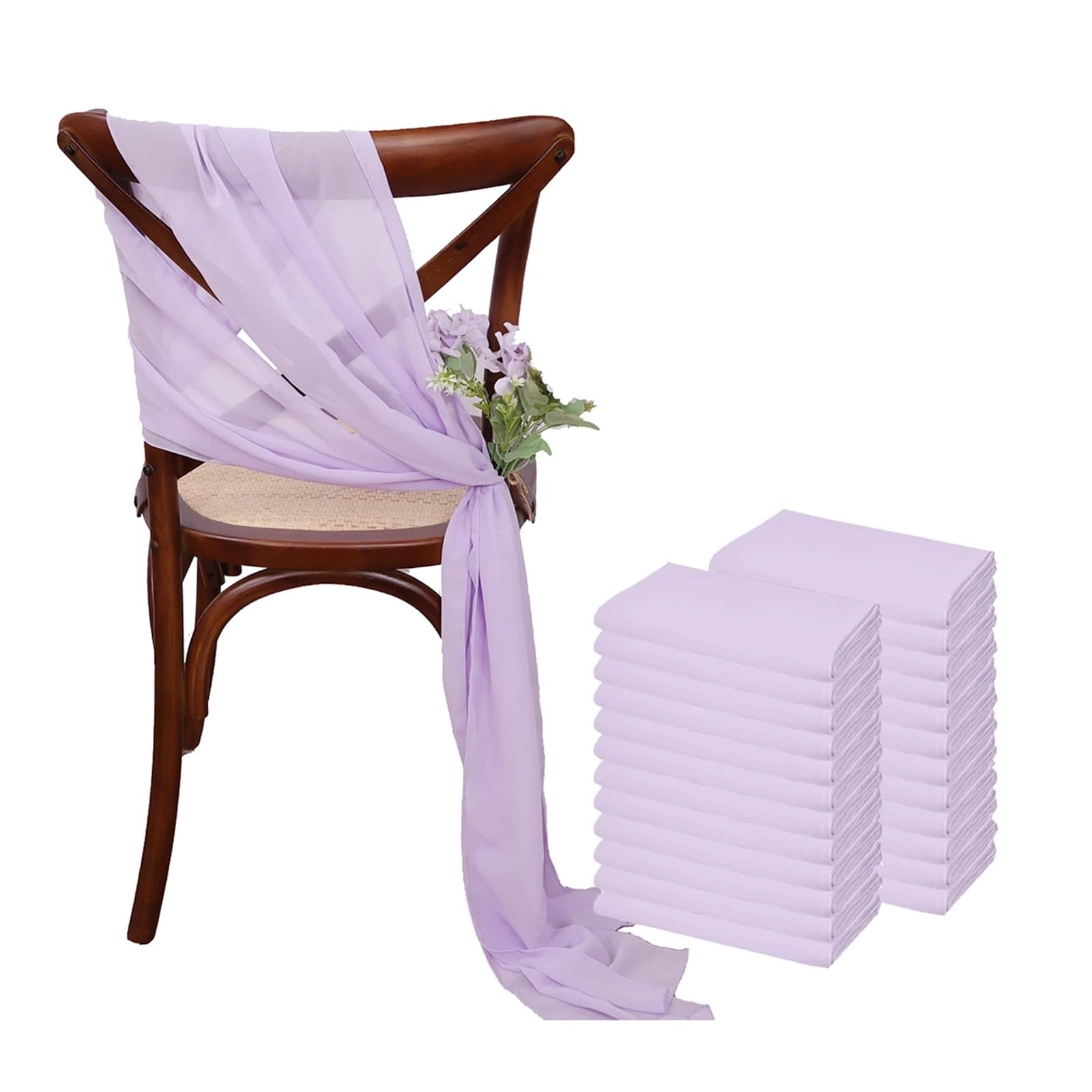 24 Stück 17x275cm Chiffon Stuhlschärpen 12er Set Salbeigrün Stuhlschärpen Hochzeit Stuhlhussen Band Hochzeitsfeier Gang Stuhl Dekor(Purple)