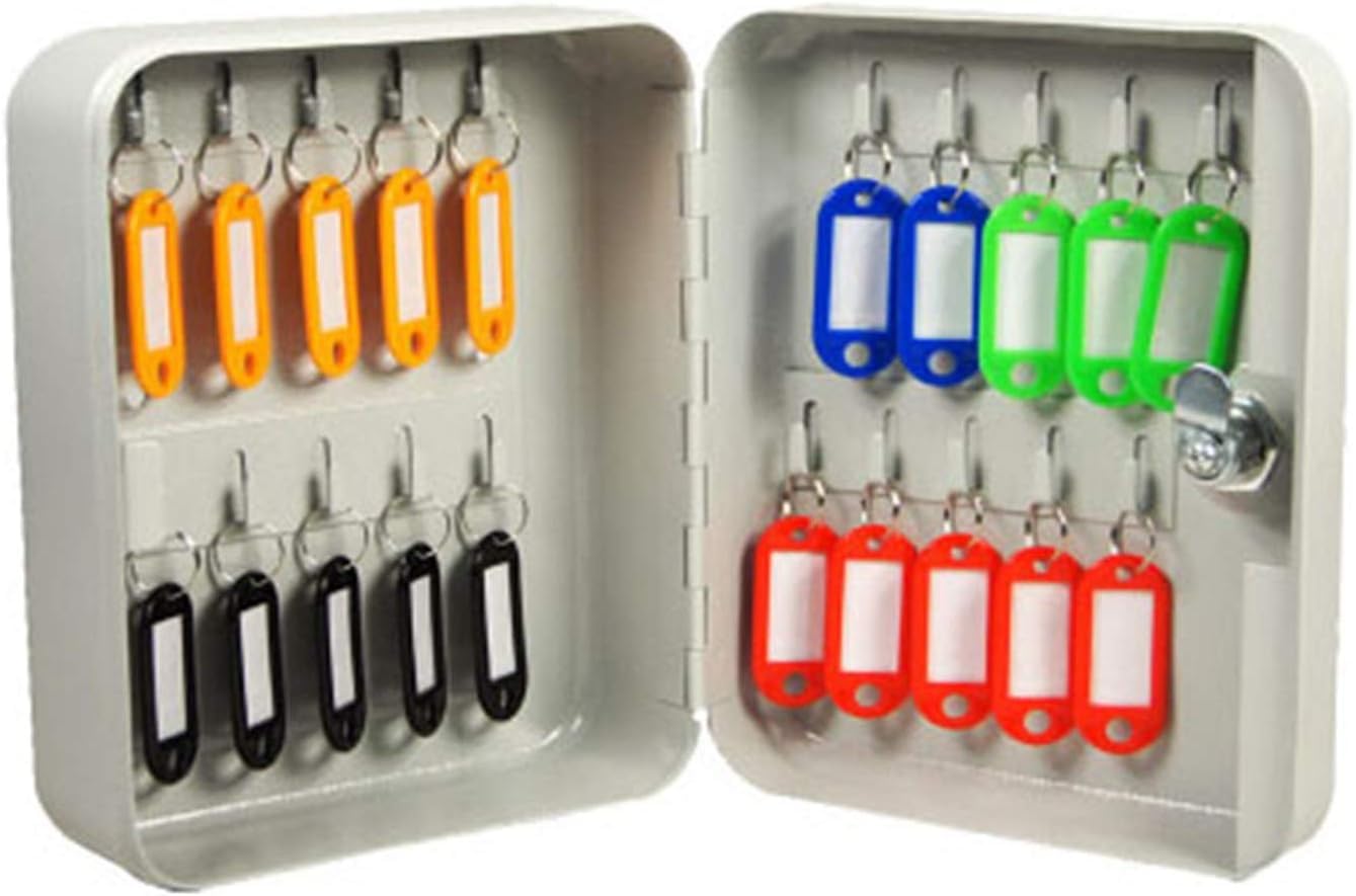 Key Cabinet Key Cabinet Key Lock 20 Key Hooks Duty Secured Storage for Homes Hotels Schools & Commercial Use Key Cabinet Lock Box (Color : White, Size : 16X20x8cm)-image-48