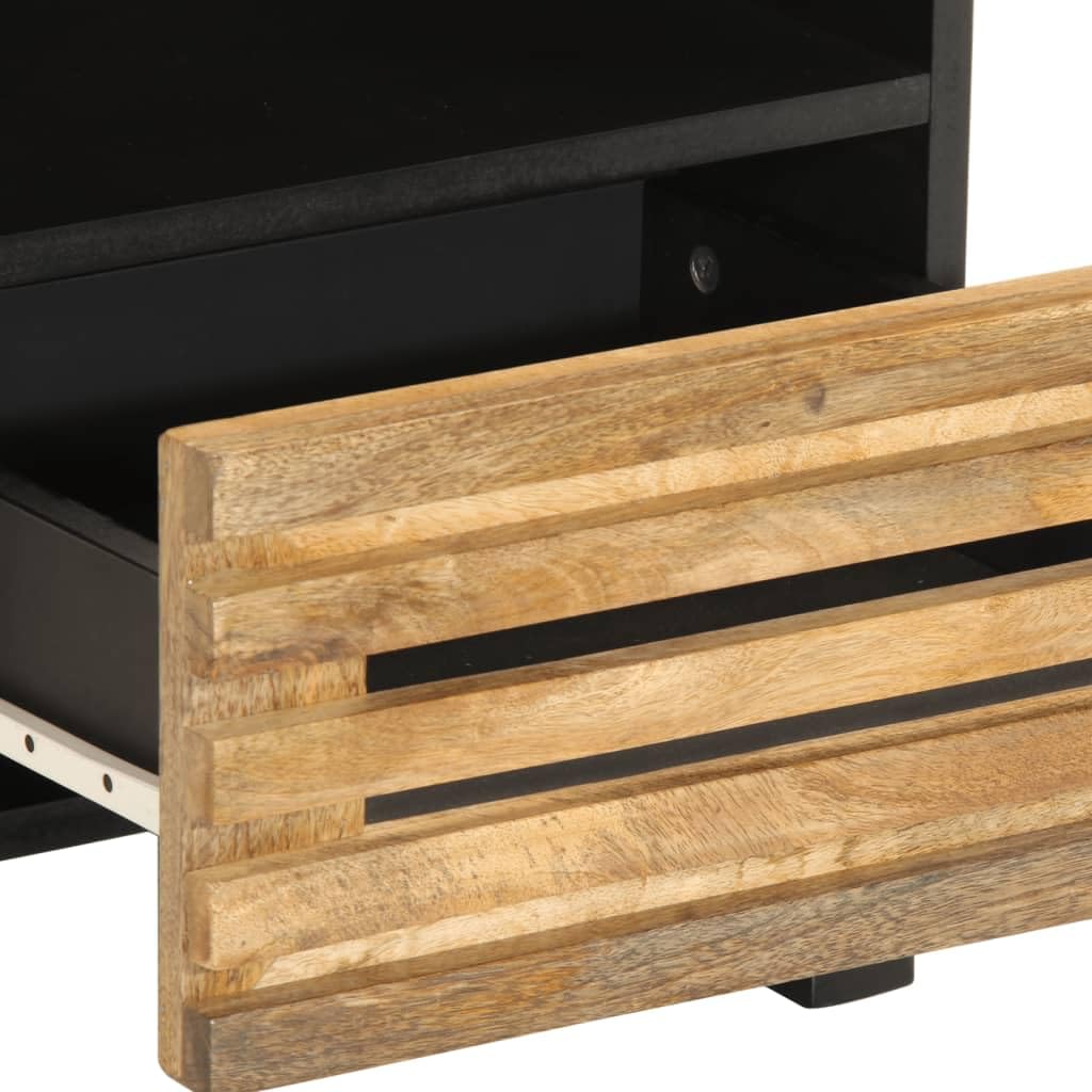 Massiver Mangoholz Nachttisch mit Fach | Dekoratives Beistelltischchen | Stabile Beine & Viel Stauraum | Naturholz Möbel Unikat | Wohnaccessoire