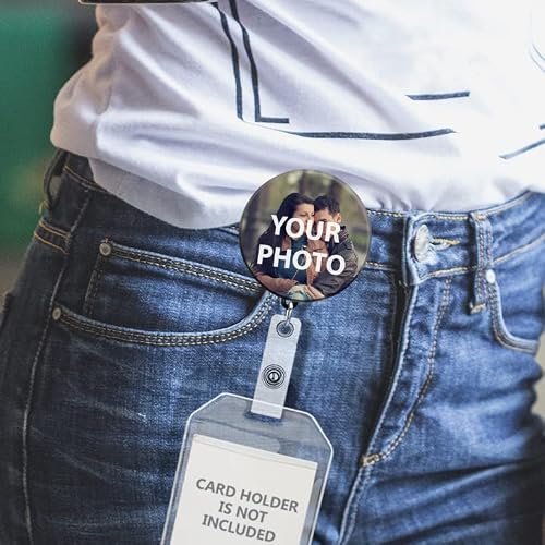 WIRESTER Round Extra Large 2 inch Personalized Retractable ID Badge Holder Alligator Clip, Custom Badge Reel with Your Photo for Office Worker, Medical MD RN, Nurse, Doctor, Teacher, Student - Thumbnail 6