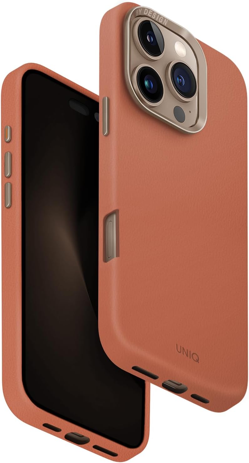 UNIQ Lyden for iPhone 17 Pro Case Caramel Premium Leather Phone Case with Magnetic Charging