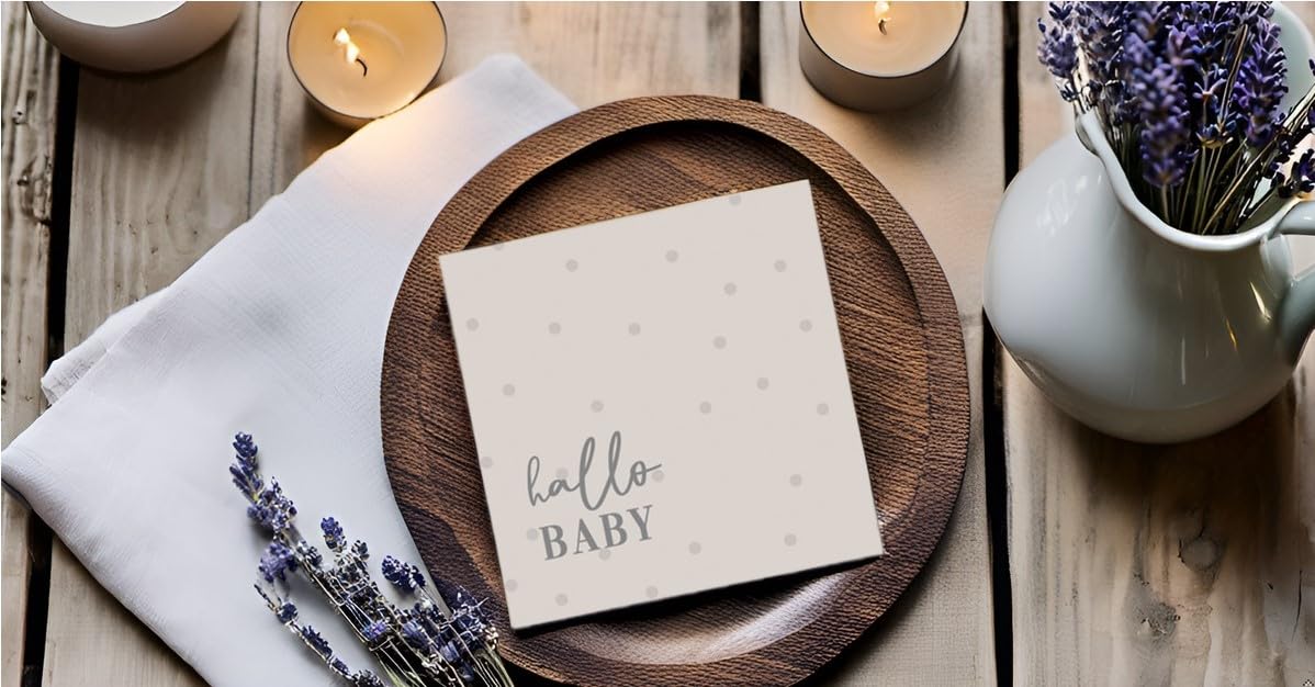 Tazza usa e getta Hello Baby ECO-Line con nuvole in beige tortora e grigio decorazione da tavolo per baby shower gender Reveal battesimo, nascita