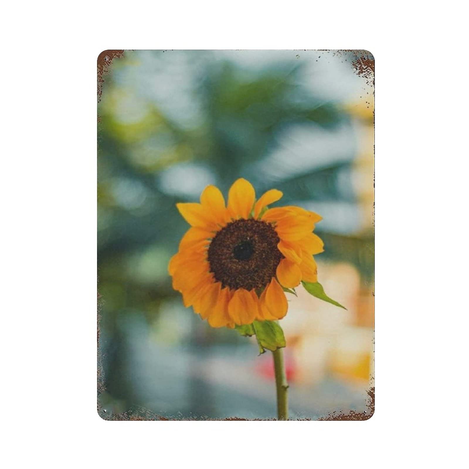 Hdadwy Single Sunflower Tin Sign Metal Plaque Art Hanging Iron Painting Retro Home Kitchen Garden Garage Wall Decor 16"x12"