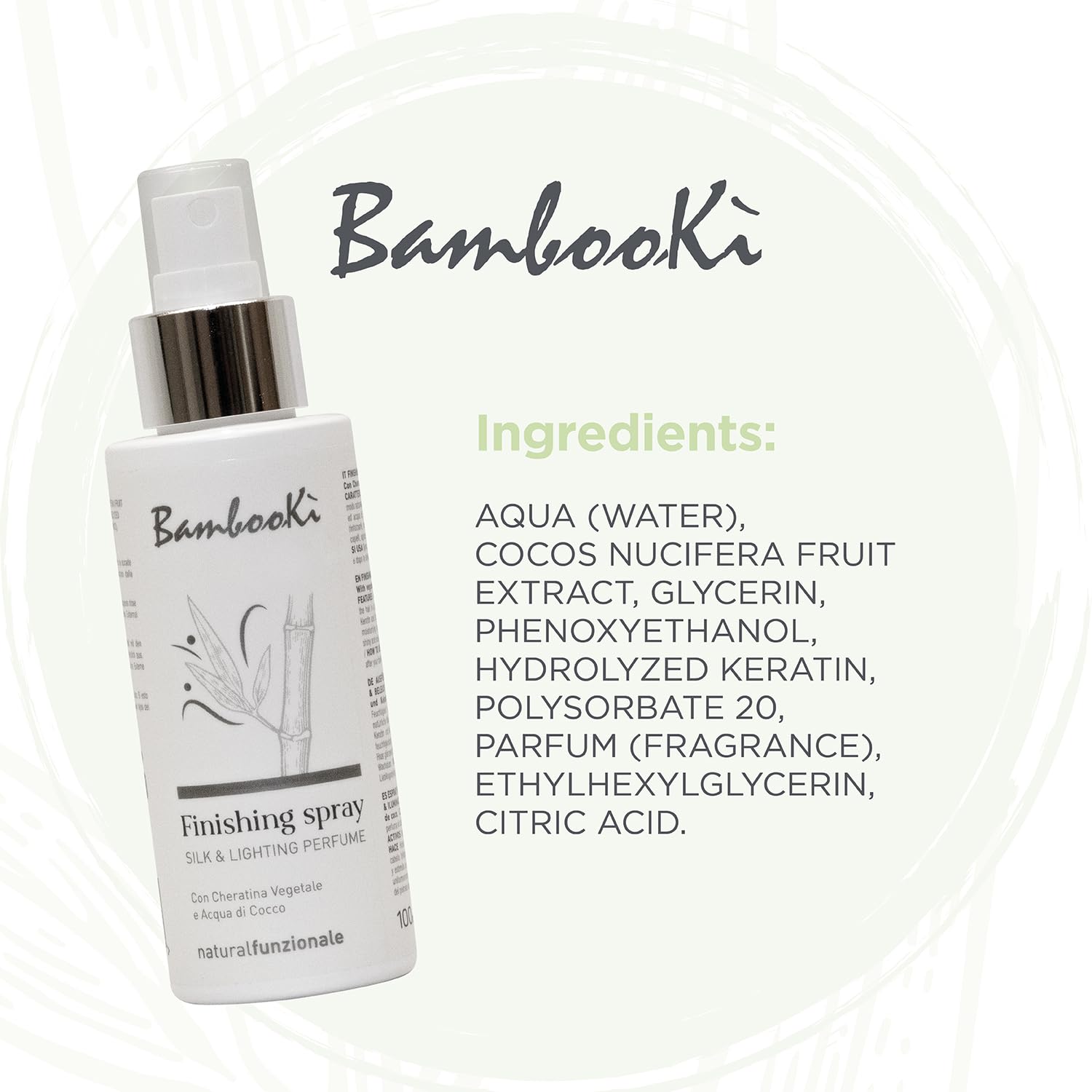 Parfum pour Cheveux Professionnel Silk & Lightning BambooKì, Soin Multi-bénéfices, Parfum Cheveux Longue Tenue, avec Kératine Végétale et Eau de Coco, Ingrédients d'Origine Naturelle, Brume 100 ml