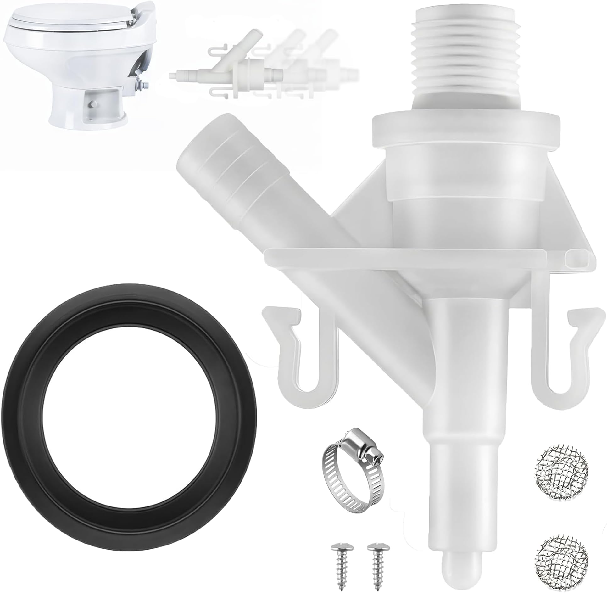 385311641 Water Valve Kit, Plastic RV Camper Toilet Valve Parts for Pedal Flush Valve Toilets Compatible with Sealand 300 310 311 320 and 321 Series RV Marine Toilet Flush Valve Replacement (1 Piece)