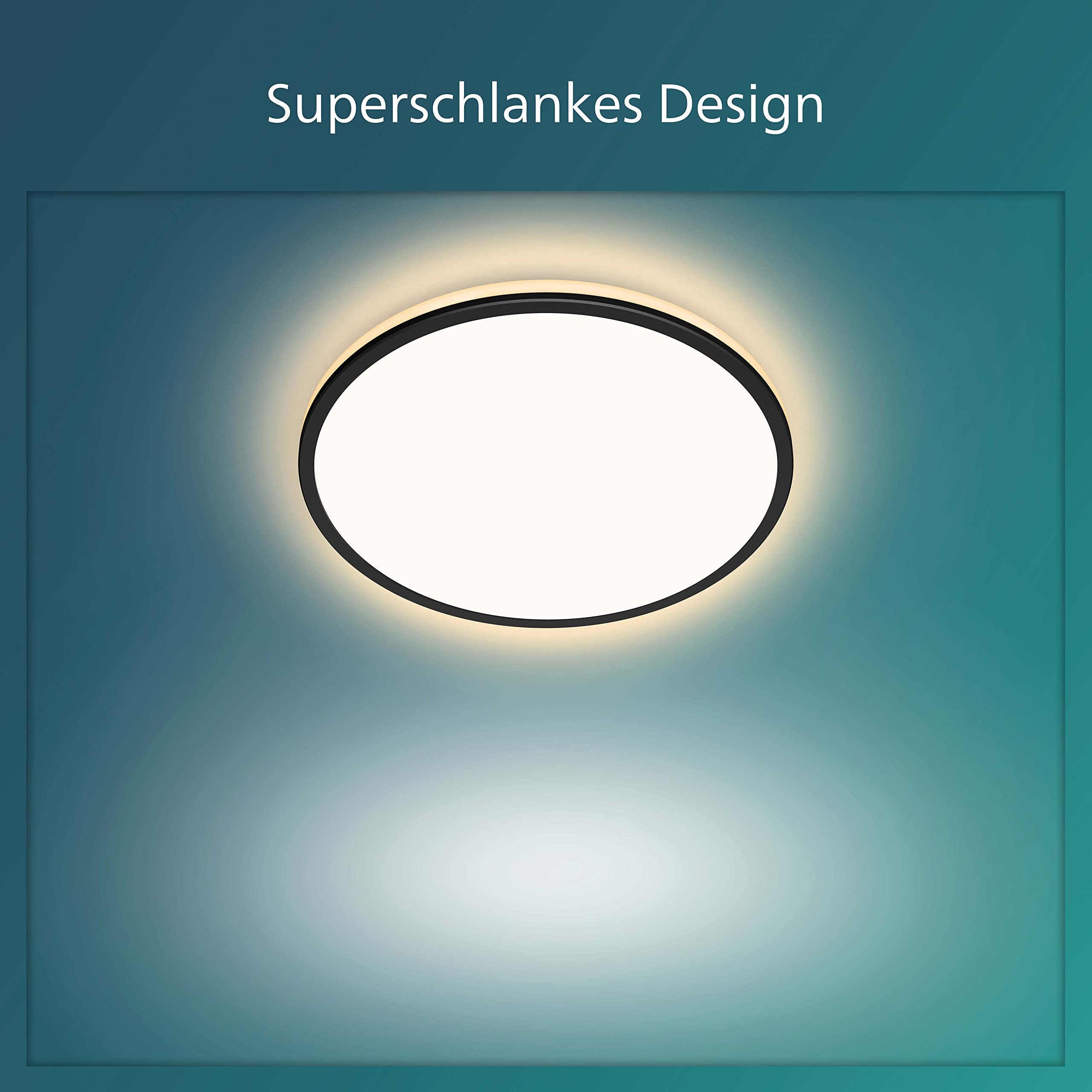 Philips LED Lampa sufitowa Ozziet CL570 18W, 4000 K, czarna, 2 strefy światła, 3 różne ustawienia