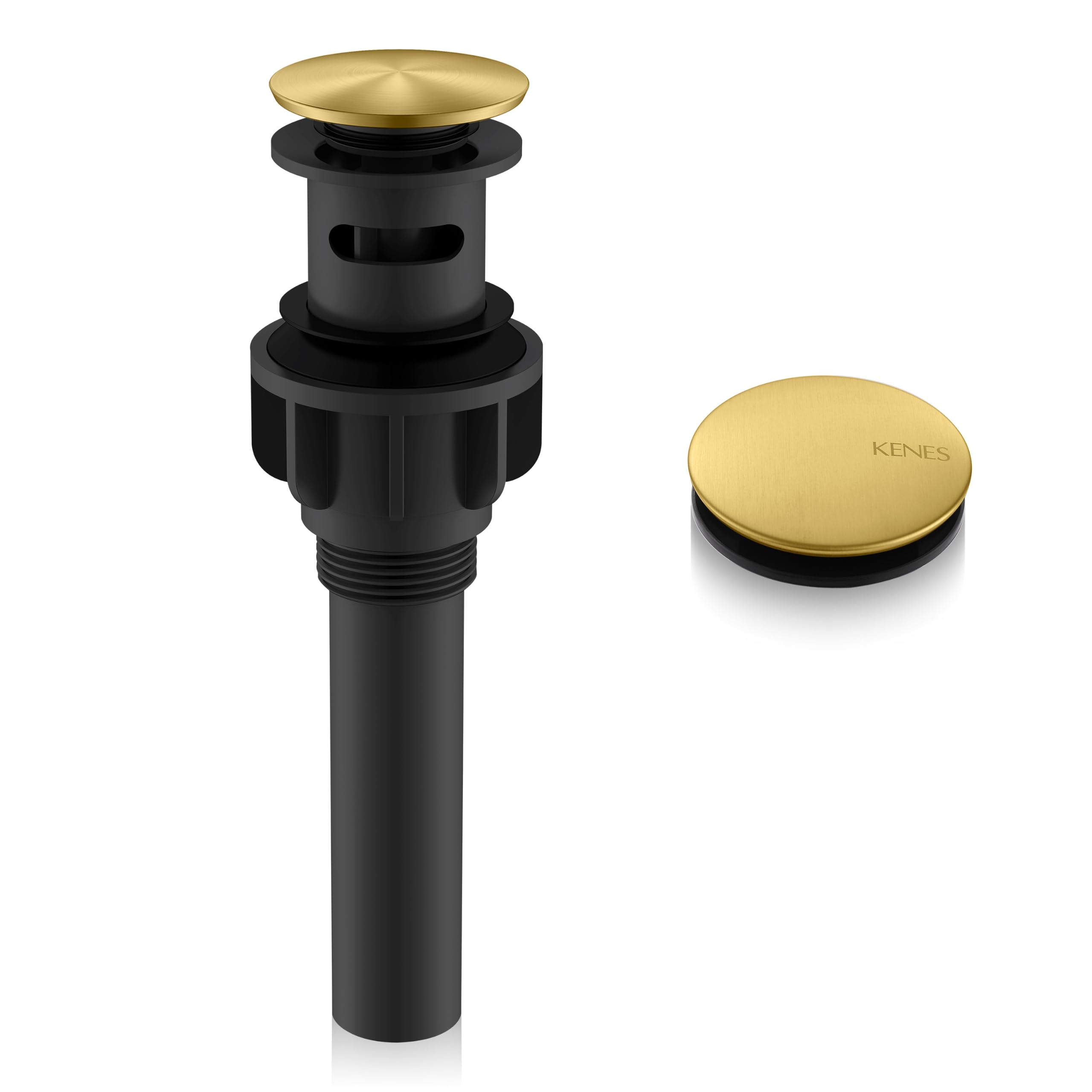 Photo 1 of KENES Pop Up Bathroom Sink Drain Assembly with Overflow, Brushed Gold