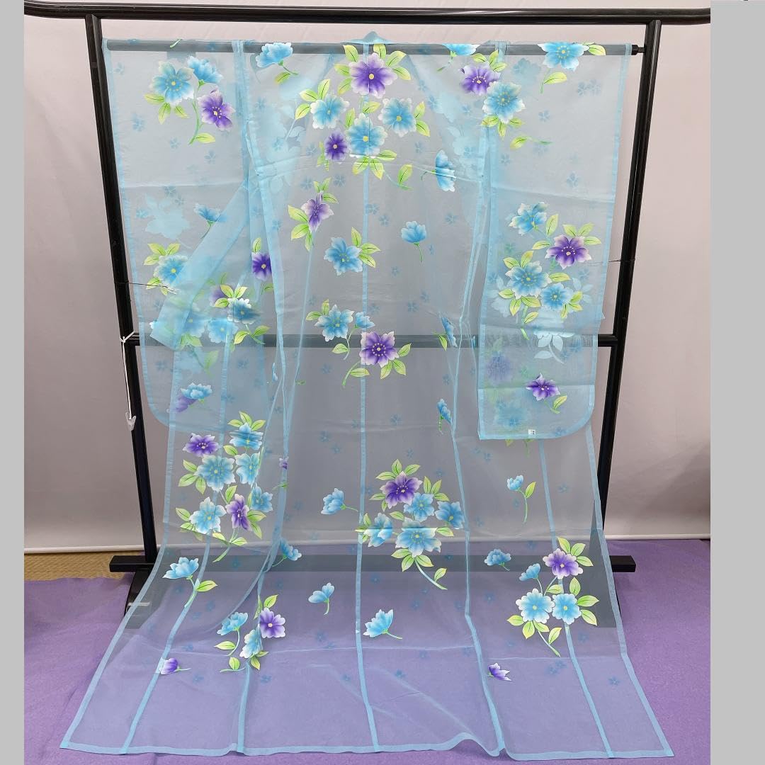 Amazon.co.jp: Y1011 オーガンジー レース 打掛 水色 花柄刺繍 ブルー