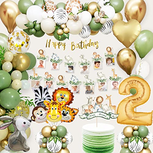 Decorazioni Compleanno 2 anno, Palloncini Compleanno 2 anno, Decorazioni Compleanno Bambina Bimbo con Compleanno 2 anno Bimbo, Palloncini Animali per Giungla Safari Compleanno Ragazzi Bimbo Bambina