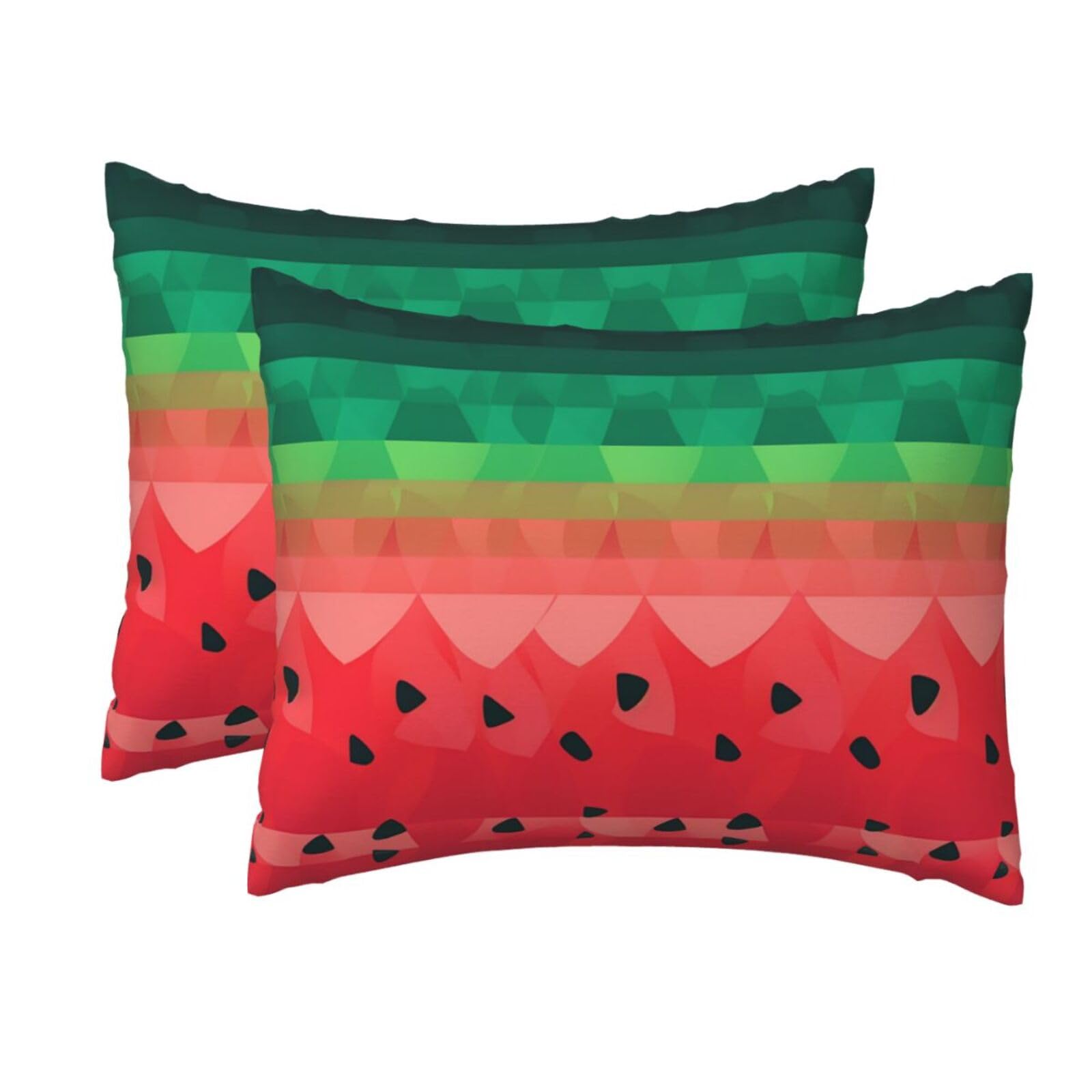 2 Pack Standard Size Pillow Cases for Hair and Skin Soft Breathable Pillow Case Covers with Hidden Zipper Gradient Watermelon Pillowcase 20x26 Inches Pillow Cover for Sleeping Gift