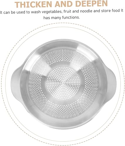 Miniatura 8 de PRETYZOOM Stainless Steel Colander Strainer Steel Multi-purpose Basin Kitchen Drain Basket