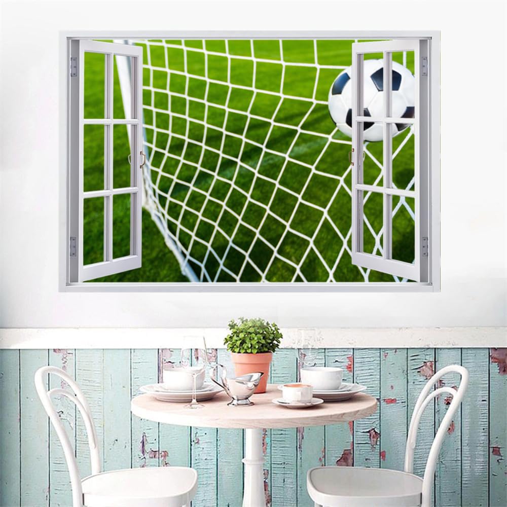 Adesivo Murale 3D Calcio Adesivi Murali Smashed Art Impermeabile Tatuaggio Da Parete In Vinile Per Bambini Sala Giochi Baby Nursery Home Decor 120x80cm