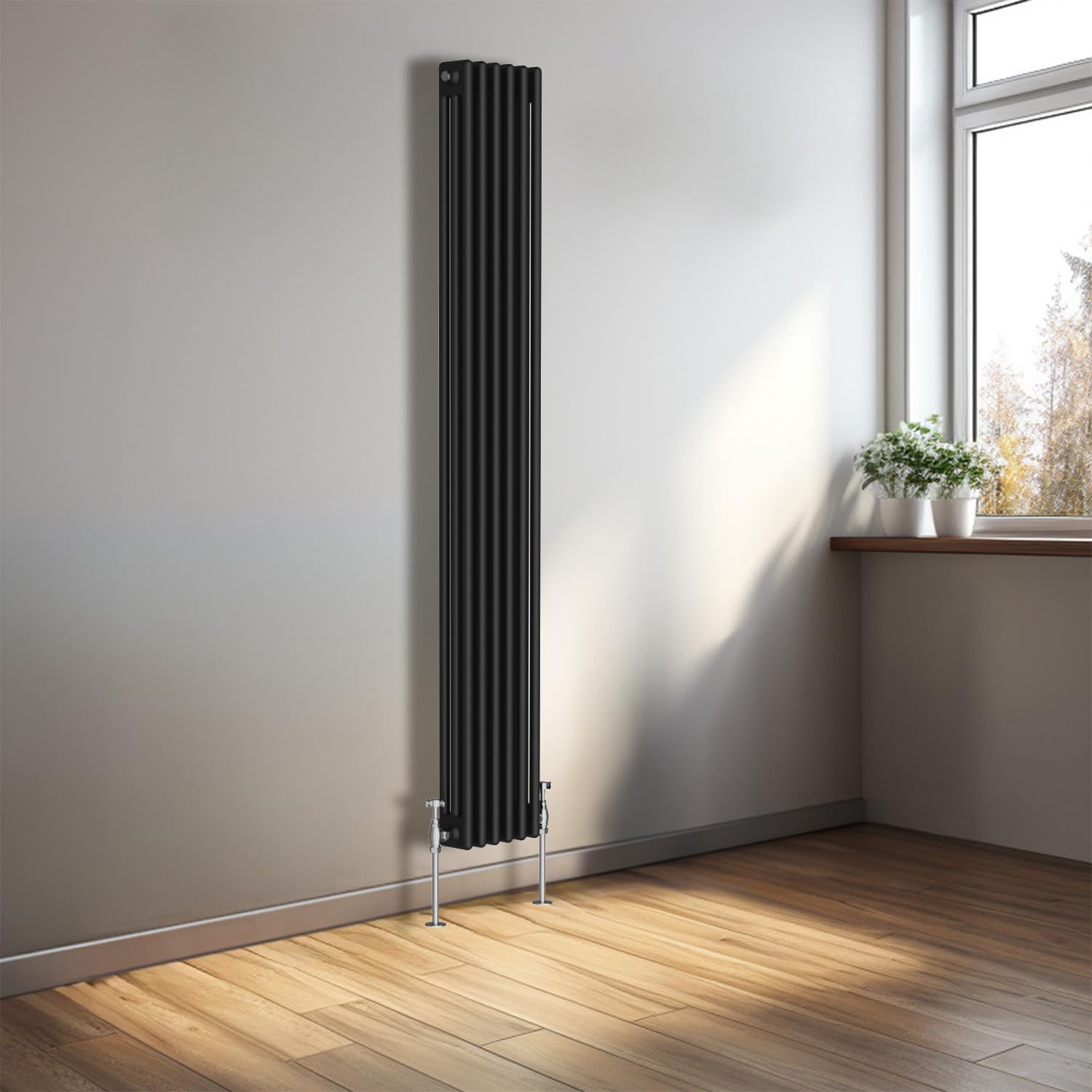 Nrg Black 1800 X 290Mm Cast Iron Vertical Radiator 3 Column Central Heating Rads