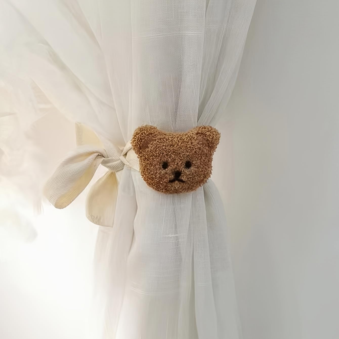 MAKNGRID Holdbacks Modern 2PCS Nursery, Coffee 3D Curtain Cute – Kids Holdbacks Stylish & Plush Room, Cartoon Home Animal Tiebacks tiebacks Drapes Drapery Curtains for Door