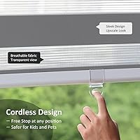 Vista 3 de LUCKUP Persianas enrollables sin cordones de cebra para ventana, de doble capa, traslúcidas con control de luz, cenefa para día y noche