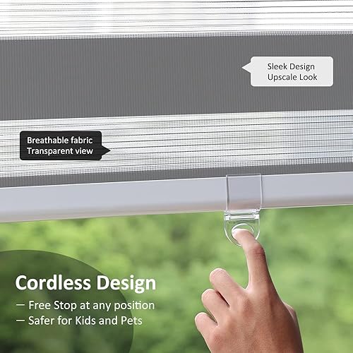 Miniatura 3 de LUCKUP Persianas enrollables sin cordones de cebra para ventana, de doble capa, con control de luz, cenefa y privacidad para día y noche, de