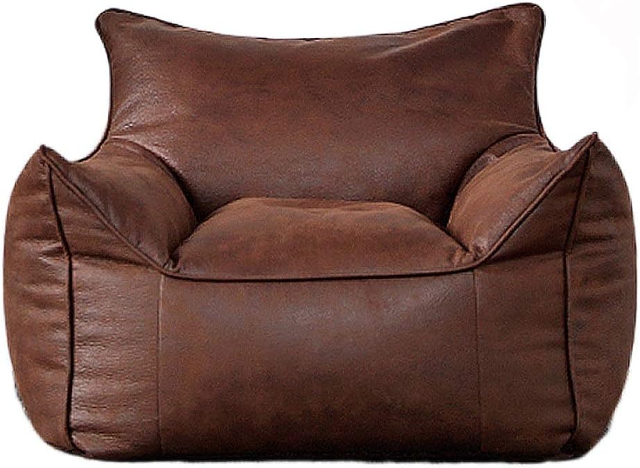 Big Single Leather Sofa Queen King Lazy Sofa ChairSlipcover No Filler Corner Floor Seat Couch Tatami Armrest Backrest Recliner