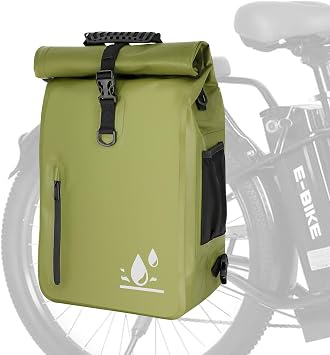 YEEGO DIRECT Bike Panniers, 29L Large Capacity Waterproof bike bags, Bike Rack Bag Bike Saddle Bags For Rear Rack Bicycles Commuter Backpack - Green 1 PCS