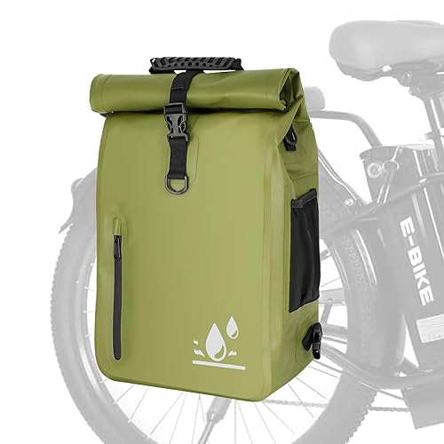 YEEGO DIRECT Bike Panniers, 29L Large Capacity Waterproof bike bags, Bike Rack Bag Bike Saddle Bags For Rear Rack Bicycles Commuter Backpack - Green (1 PCS)