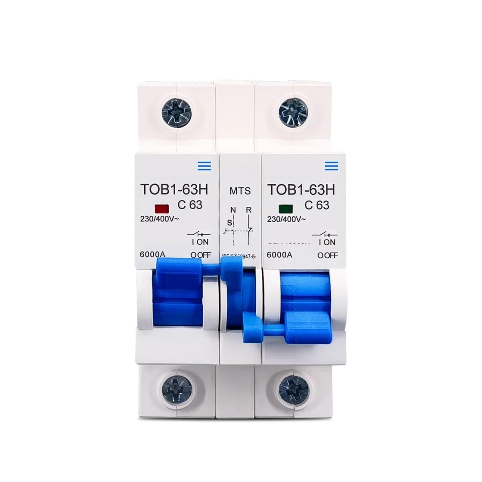 Interruttore automatico di trasferimento manuale a doppia alimentazione CA 1P+1P 50HZ/60HZ 1 pz(6A)