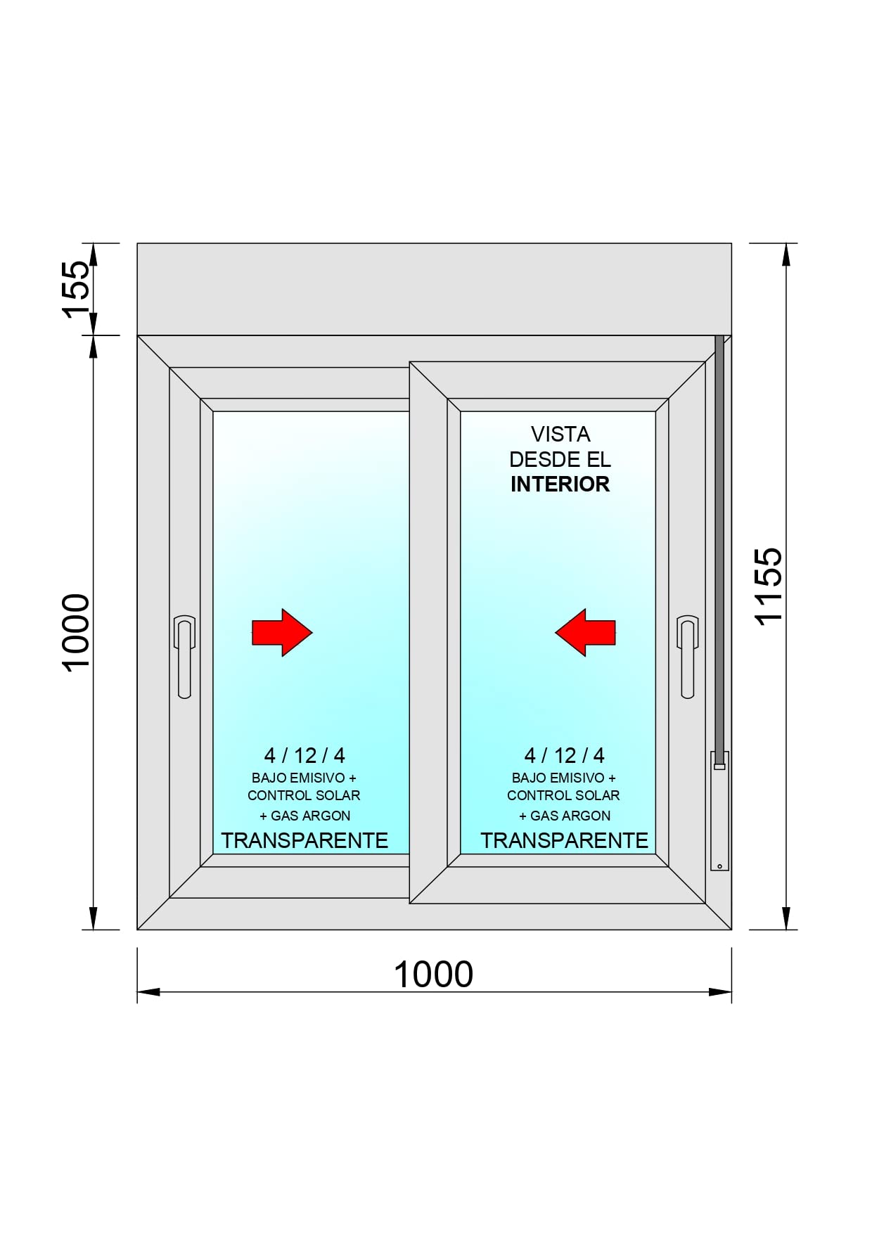 Ventanastock Ventana PVC Corredera Con Persiana (PVC) 1000x1155 2 hojas