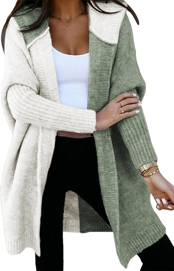 Astylish Women's Open Front Hooded Knit Cardigan Sweater