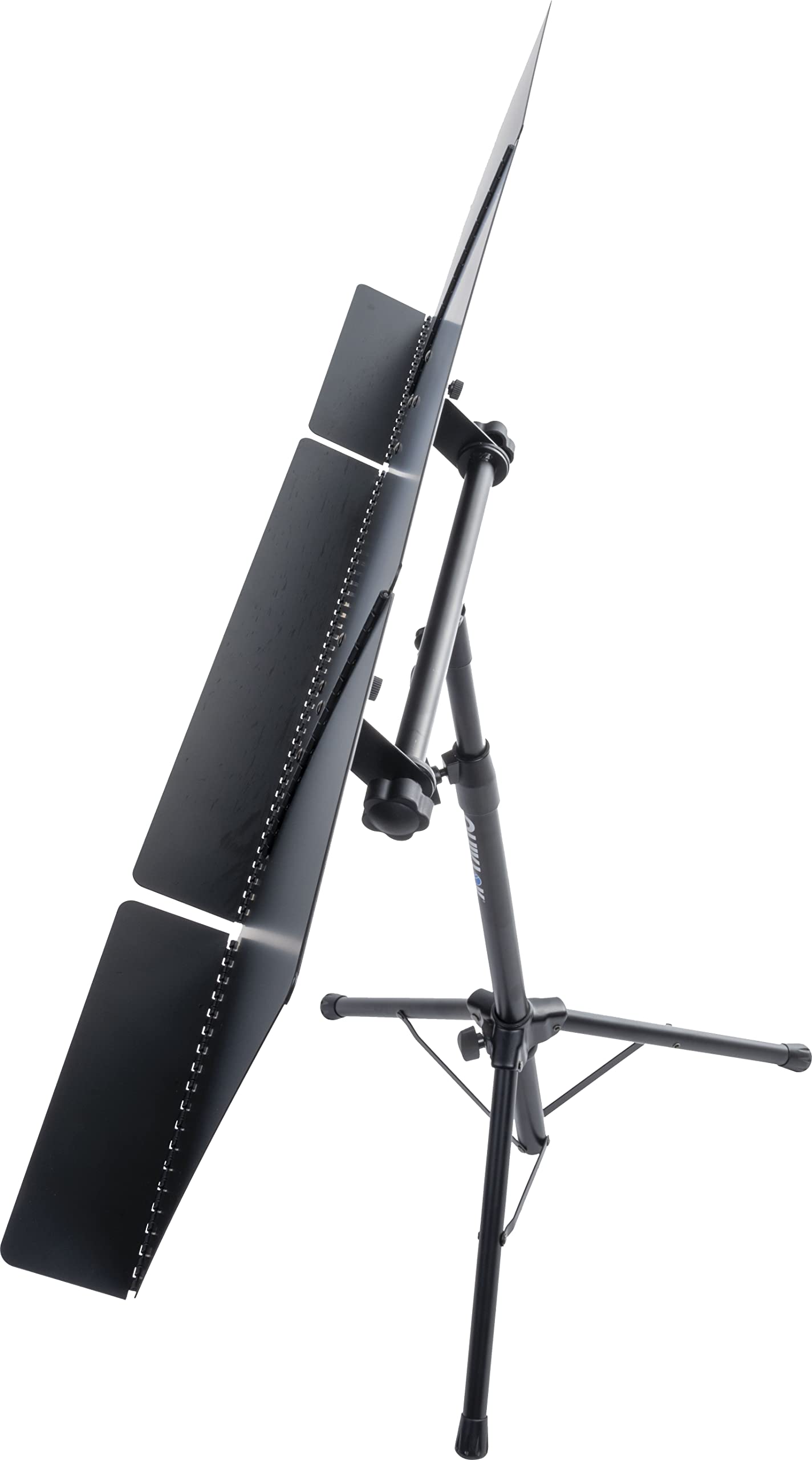 QUIK LOK - MS320 Atril Profesional de Orquesta Plegable de 3 Páginas, Soporte de Acero con Base de Trípode de Aleación de Zinc, Altura Ajustable de 75 a 129 cm