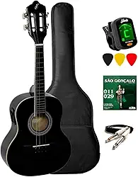 Kit Cavaco Giannini Eletroacústico Cs14 Ep BK Cabo Capa Palheta