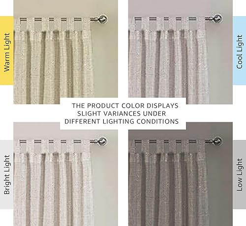 Miniatura 3 de Cortinas de lino para sala de estar, decoración para el hogar, con pestaña superior, privacidad añadida, ahorro de energía, filtro de luz,