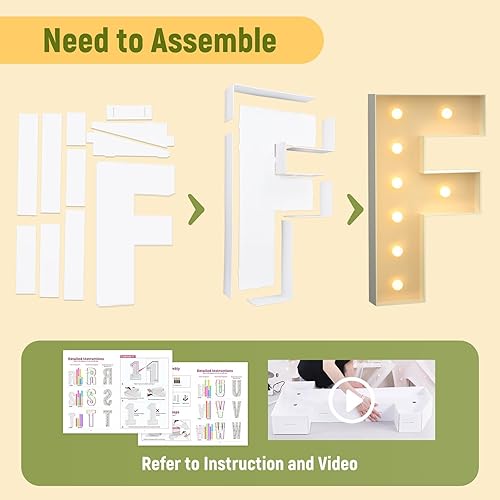 Miniatura 122 de Mixifox Letras V de marquesina de 3 pies, letras grandes iluminadas de 3 pies de alto con luces, letra de bebé grande para baby shower, boda