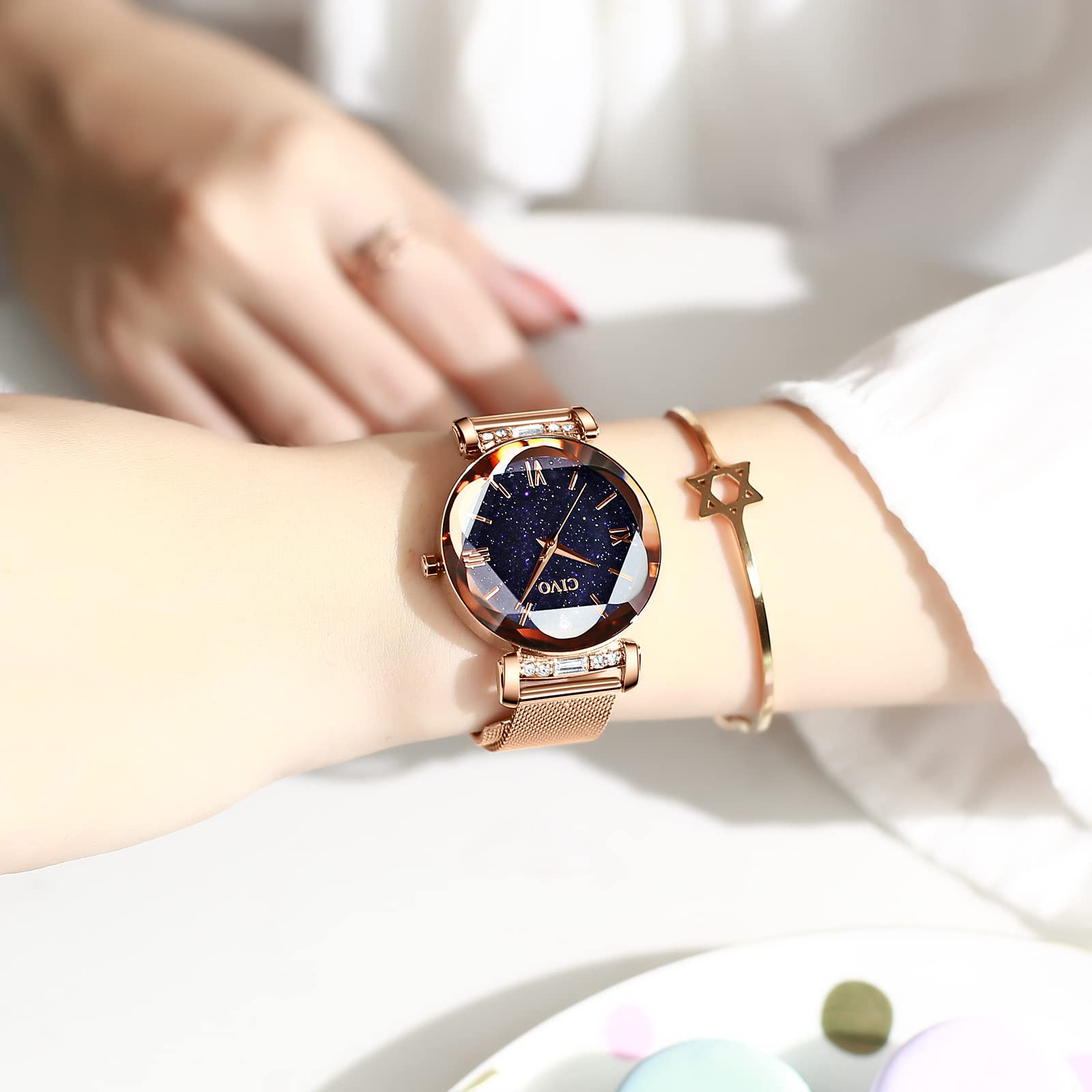 CIVO Relojes para Mujer Reloj Damas de Malla Impermeable Cuero Lujo Minimalista Elegante Banda de Acero Inoxidable Relojes de Pulsera Moda Vestir Negocio Casual Reloj de Cuarzo