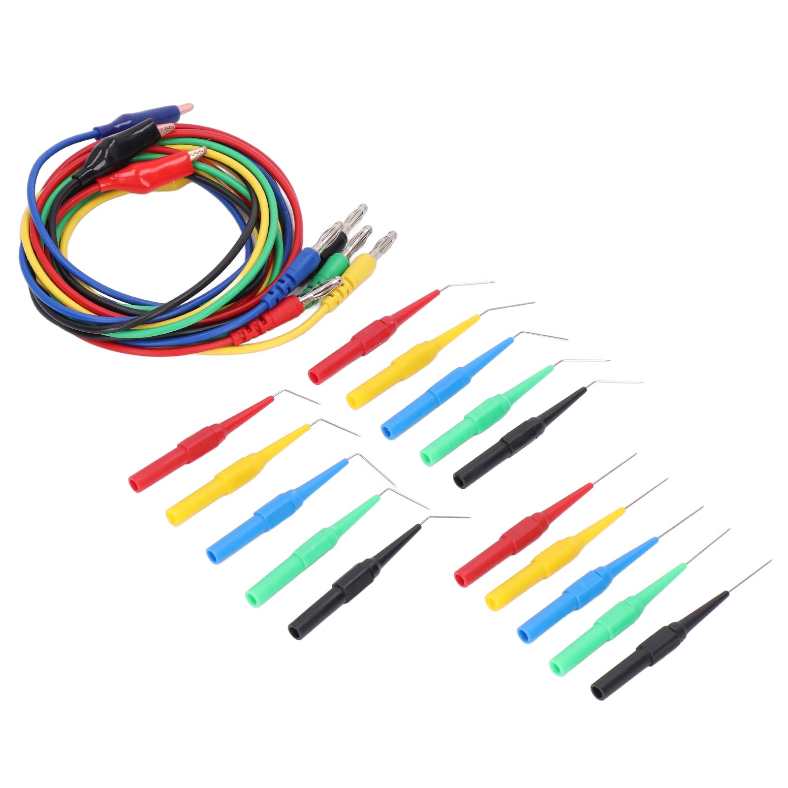 JT8005por 4mm Banana Plug Leads Probe Kit, Plated Clips Back Probe Pins For Multimeter, 3 Angles Of 90°/145°/180°