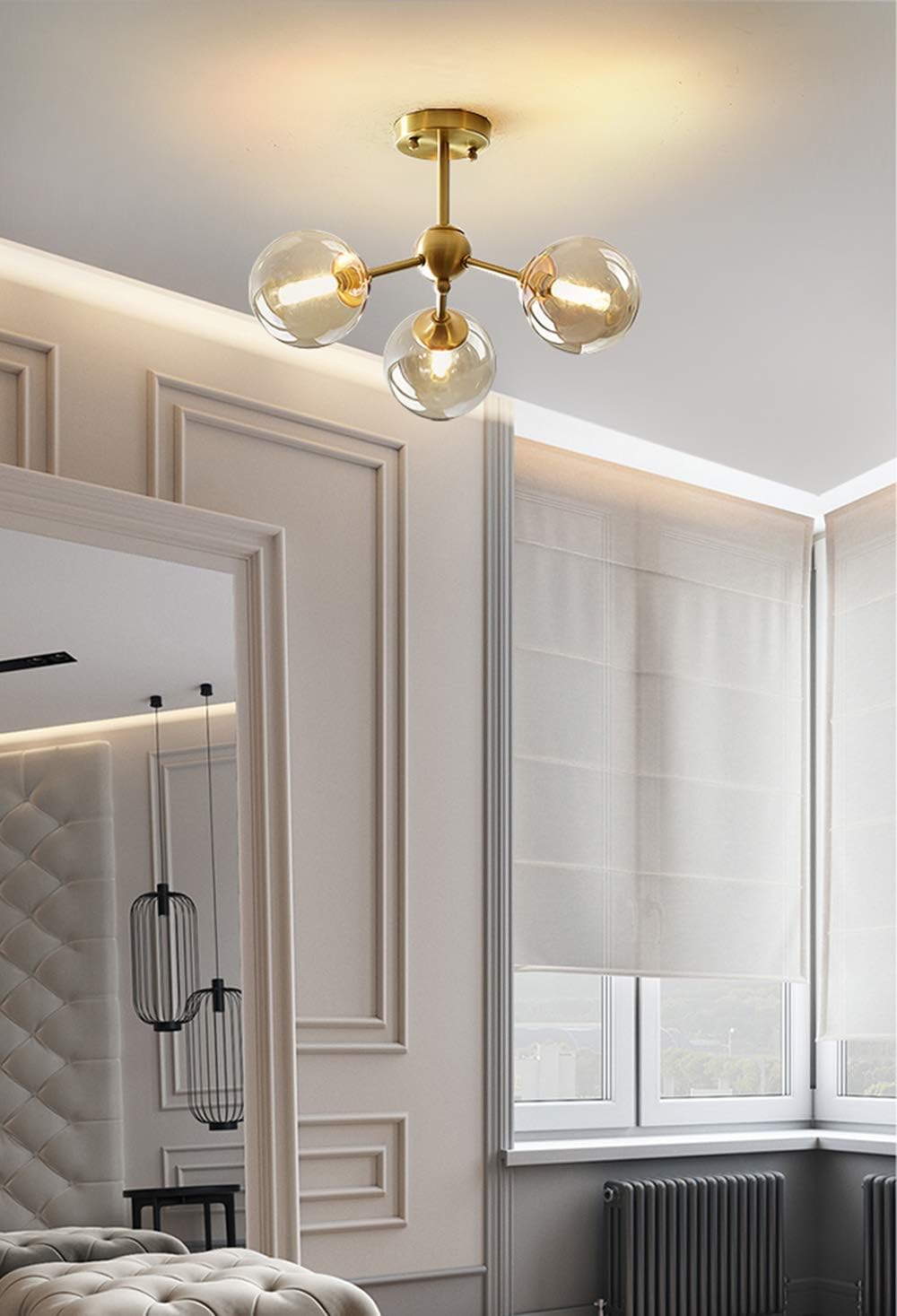 One-Day Sale: Up to 50% Off KCO Lighting Sputnik Design Ceiling Light Brass 3-Light Globe Shade Pendant Hanging Kitchen Island Flush Mount Light Fixture(3 Lights)