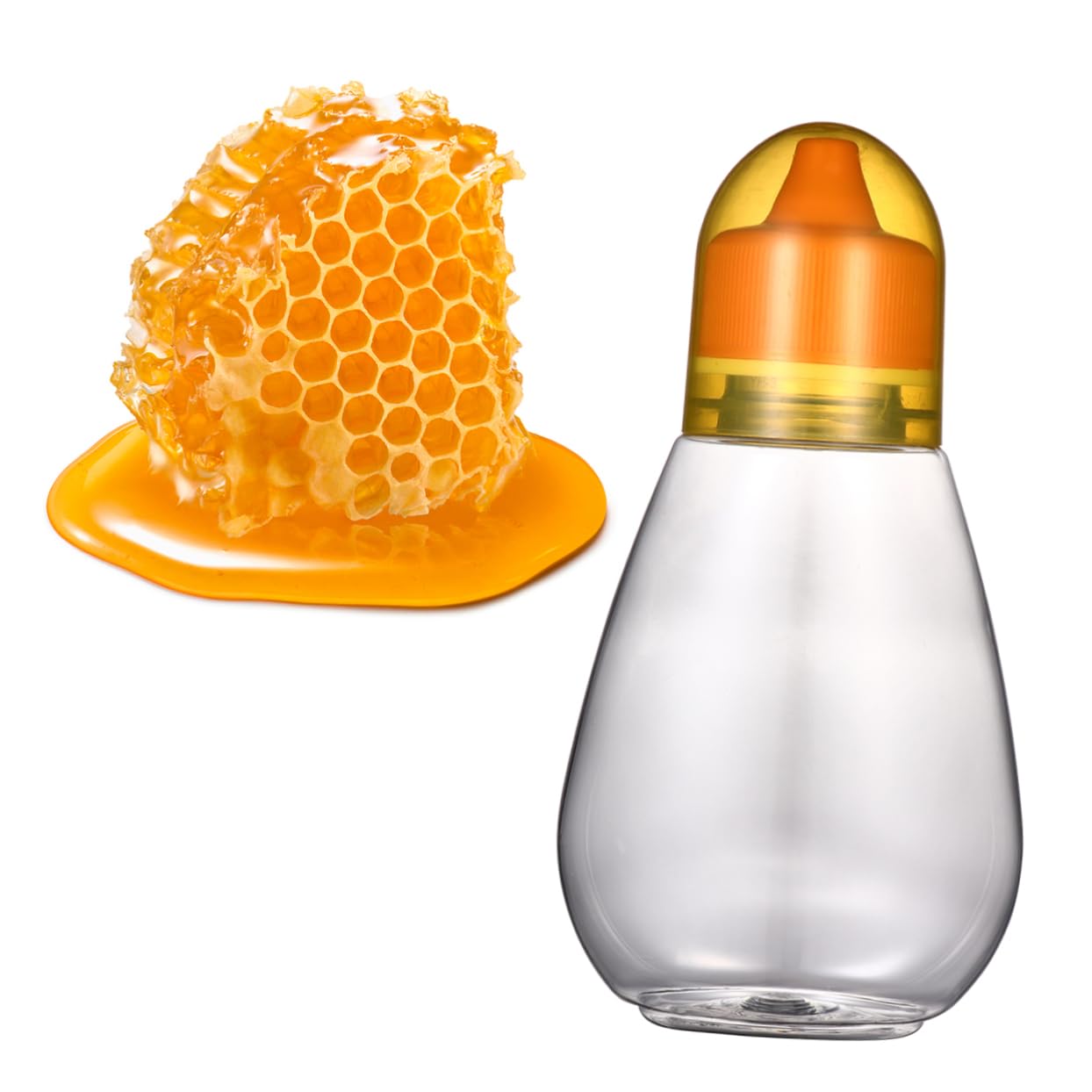 BRIGHTFUFU 4PCS Transparent Honey Storage Bottles Capacity Food Grade Plastic Containers with Lid for Sauces Jam Oil for Home Travel Use