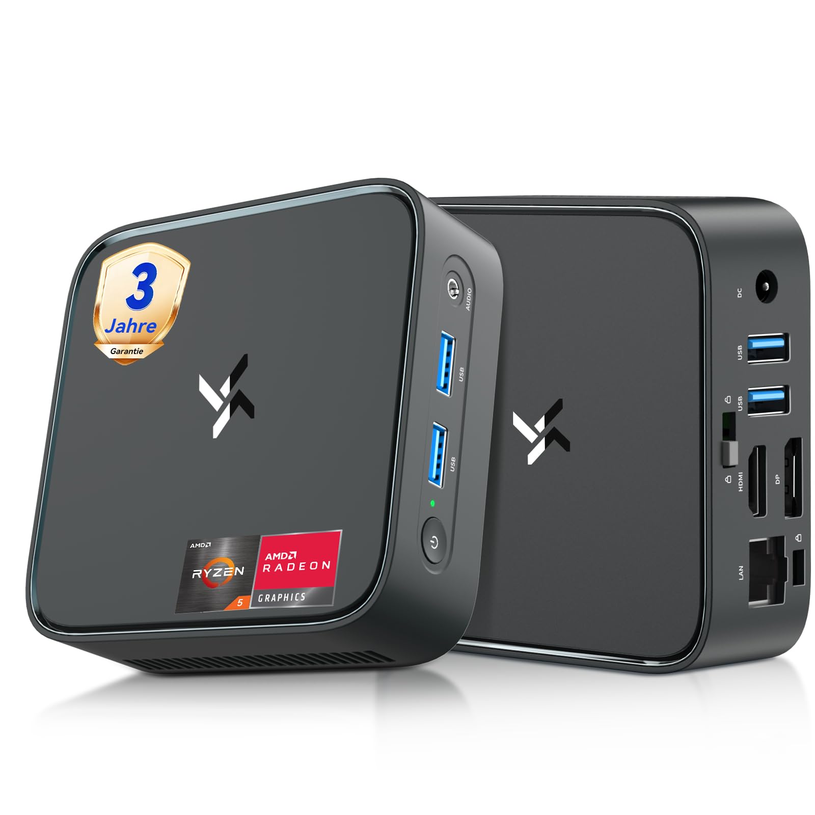 Huidun H80 Mini PC АMD Ryzen 5 (Besser als 4300U/i3-10110U), W11-Pro 16GB RAM 512GB SSD, 4K@60Hz UHD Mini Computer mit WiFi/Bluetooth/USB3.2/Gigabit Ethernet für Büro, Schule,3 Jahre Garantie