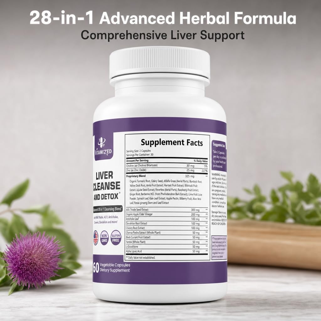 Liver Cleanse Detox & Repair Fatty Liver Supplements 28-in-1 - 60 count — Amazon image 4
