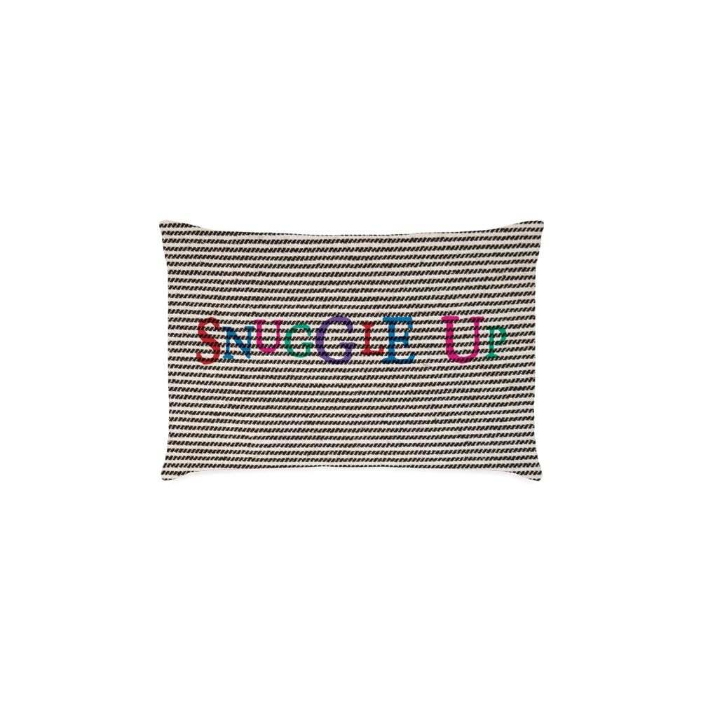 East of India "Snuggle Up Long Decorative Couch Cushion Farmhouse Rustic Garden Cushions Rectangular Sofa Pillow Cover with Insert Black Thin Striped Cushion 45 x 30 cm