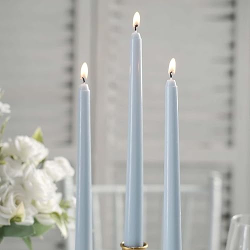 Miniatura 2 de Efavormart - Paquete de 10 velas cónicas de 10 pulgadas, diseño de cera de alta calidad, color azul polvoriento, velas sin perfume
