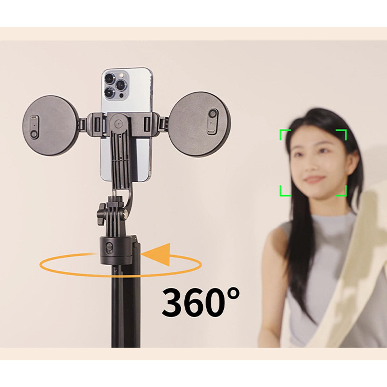 Stabilisateur de Cardan pour Smartphone, Stabilisateur de Suivi Automatique du Visage, Perche à Selfie avec Télécommande Bluetooth, 2 Lumières de Remplissage, Rotation à 360 °,