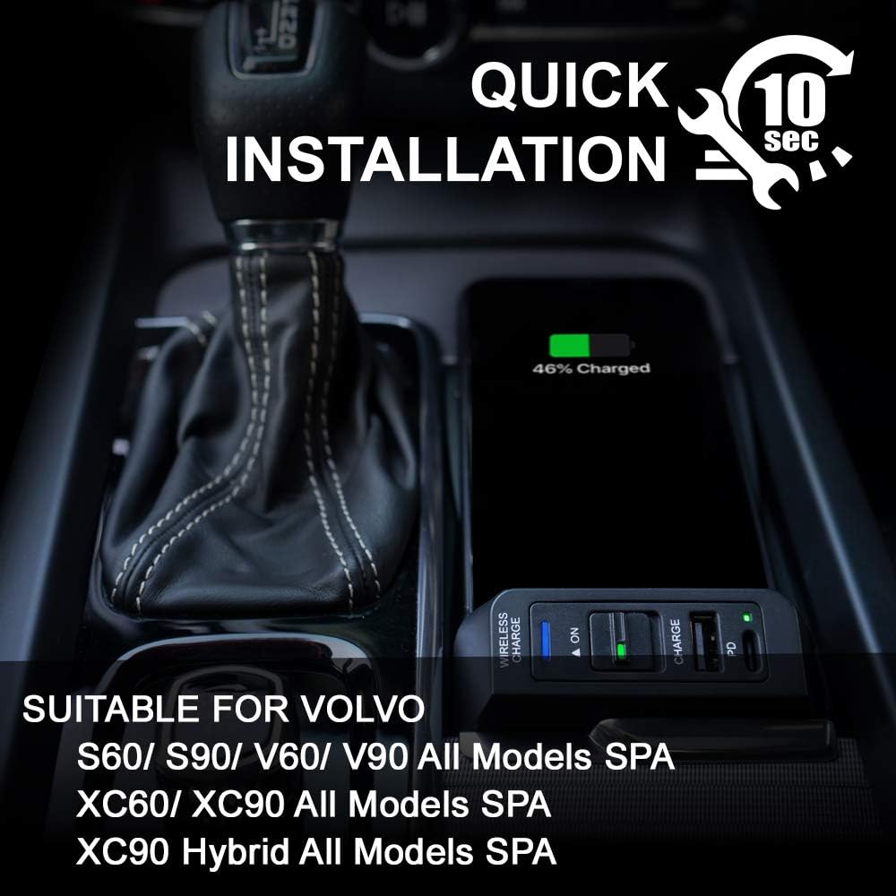 Exсluѕіvе Dіѕсоunt 70% Prісе SIGHILL Wireless Car Phone Charger Compatible with Volvo Accessories for S60/ S90/ V60/ V90/ XC60/ XC90 All Models SPA XC90 Hybrid SPA Qi 15W MAX, 2-Port Type C with 18W PD and 12W QC3.0