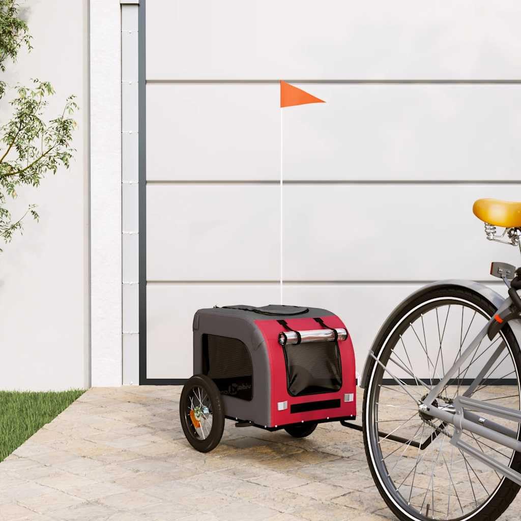 Remolque de bicicleta plegable para perros y gatos de color rojo y gris x X, impermeable, ligero, portátil, ideal para pasear