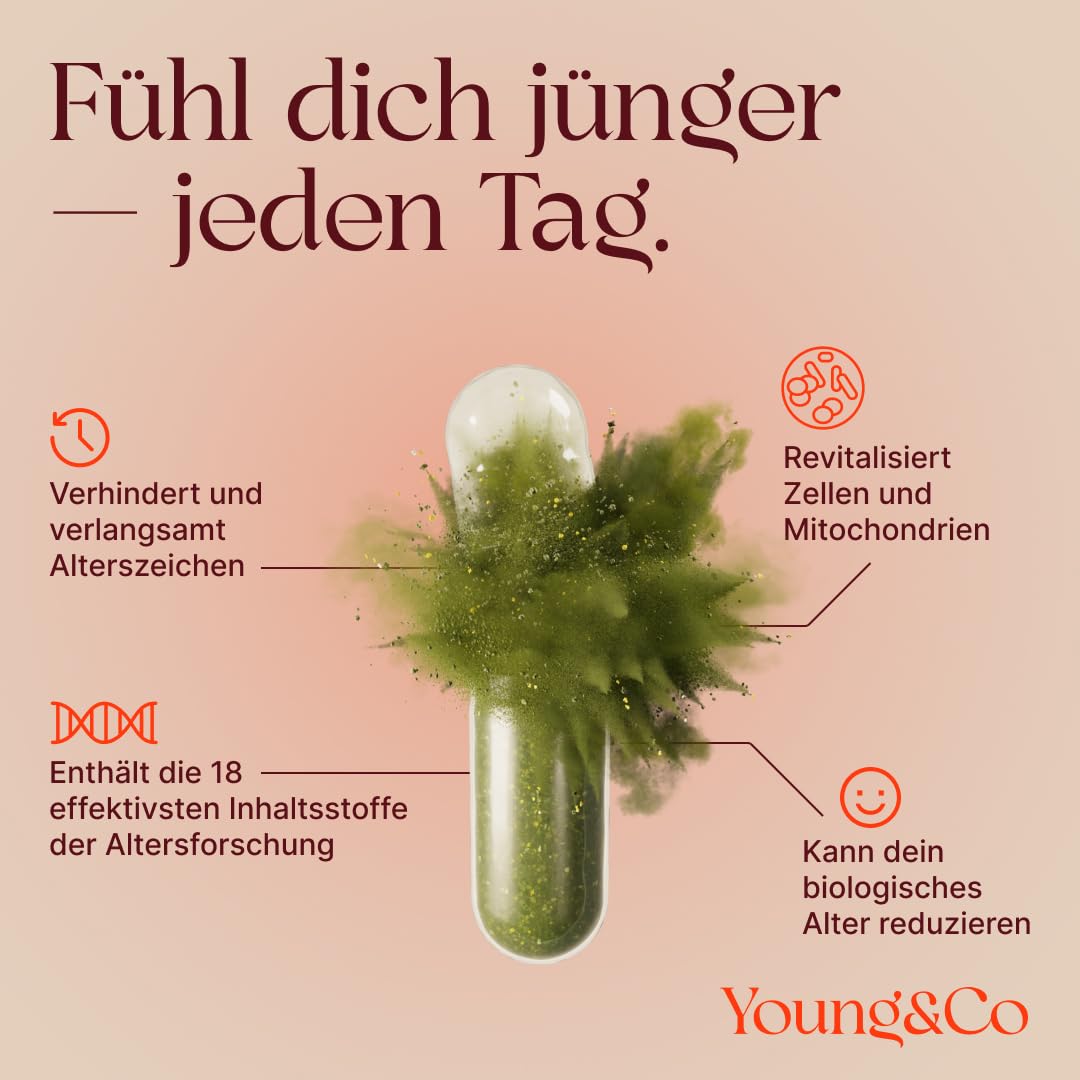 CellComplex Longevity Supplement - Hochdosierte Anti-Aging Nahrungsergänzung, 21 Wirkstoffe wie Taurin, PQQ, Q10, Quercetin, Nam, Selen, Resveratrol - 60 Kapseln