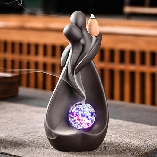 YYW Ceramic Backflow Incense Burner - Love Couple Figurines